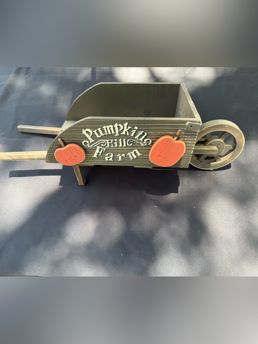 Pumpkin Hill Farm Wooden Wheelbarrow Decor - Orange Pumpkins